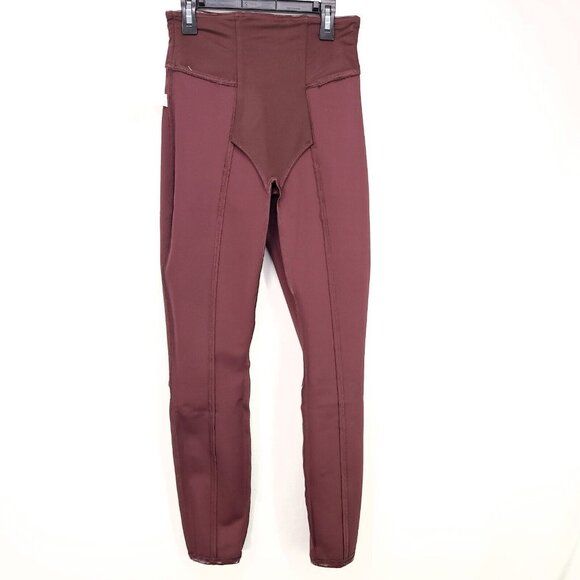 Spanx Fully Lined Shaping Legging Faux Patent Leather Shiny Ruby Womens Medium - Picture 4 of 16